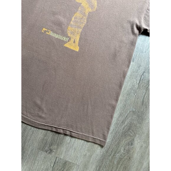 Vintage 90s Limp Bizkit Fred Durst Nu Metal Band Tee Rare Promo Brown Large - Picture 6 of 14